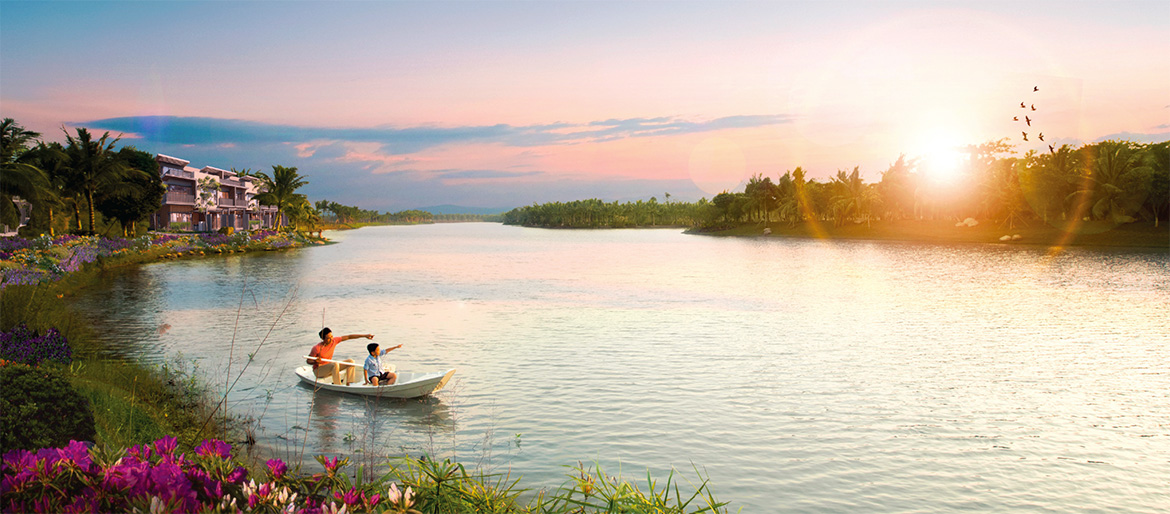 Sông Đồng Nai đoạn qua Izumi City lúc hoàng hôn