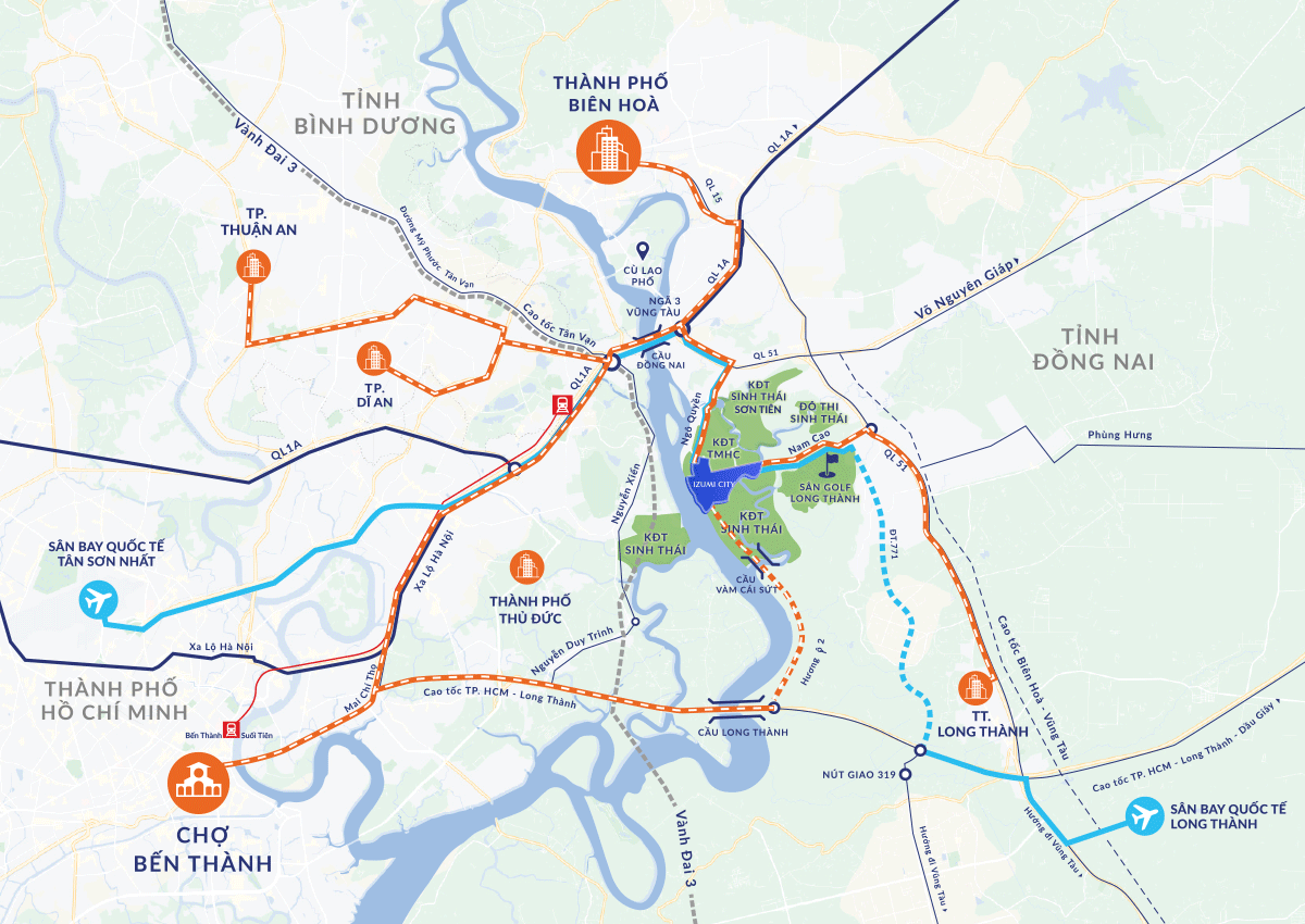 Bản đồ kết nối vùng của Izumi City
